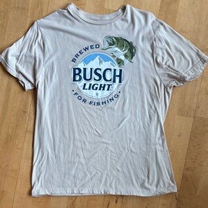 Busch Light 'Brewed for Fishing' Graphic Tee - Beige with Blue & Green